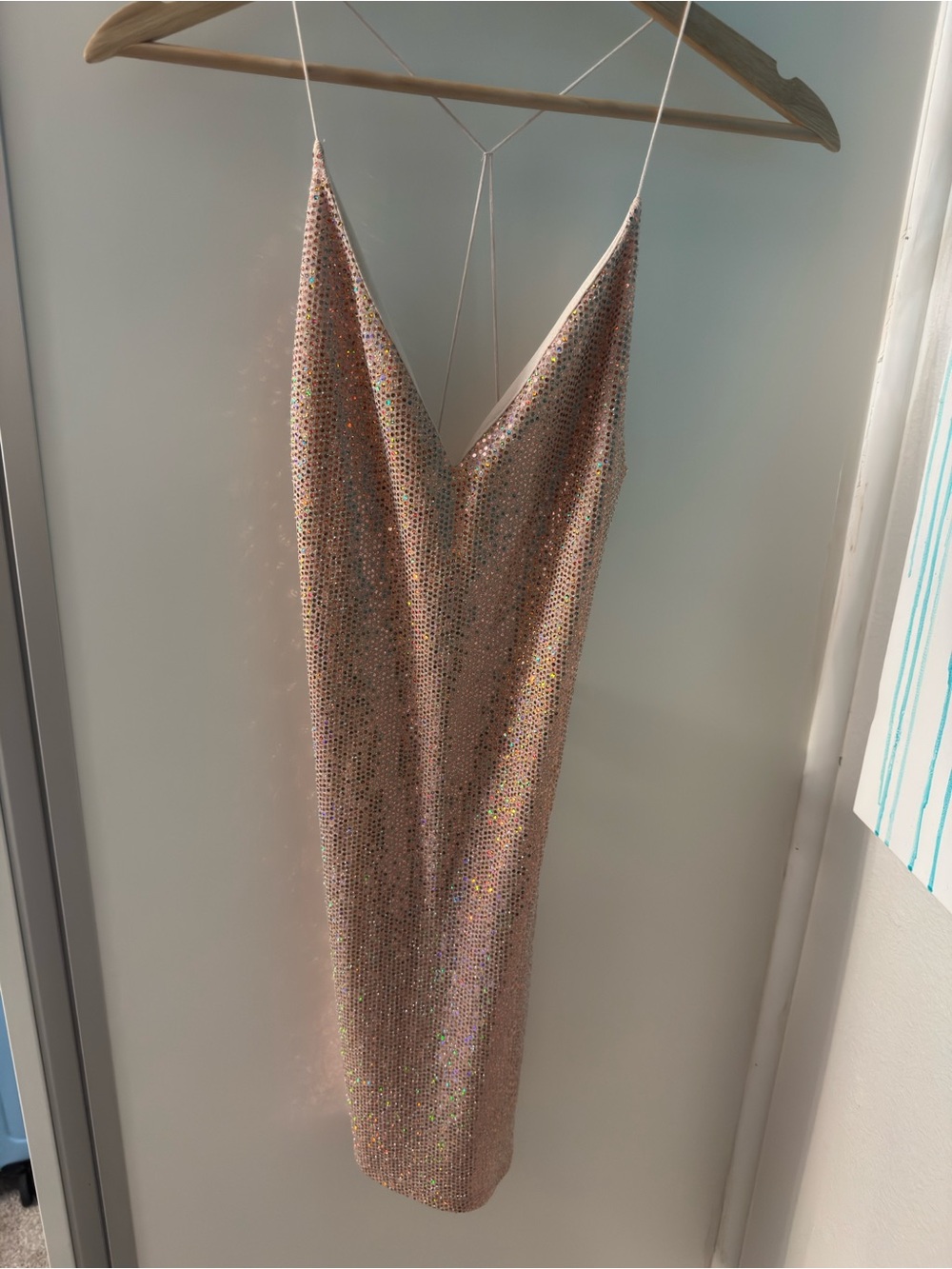Lovely Day Glittering Rose-Gold Mini Slip Dress